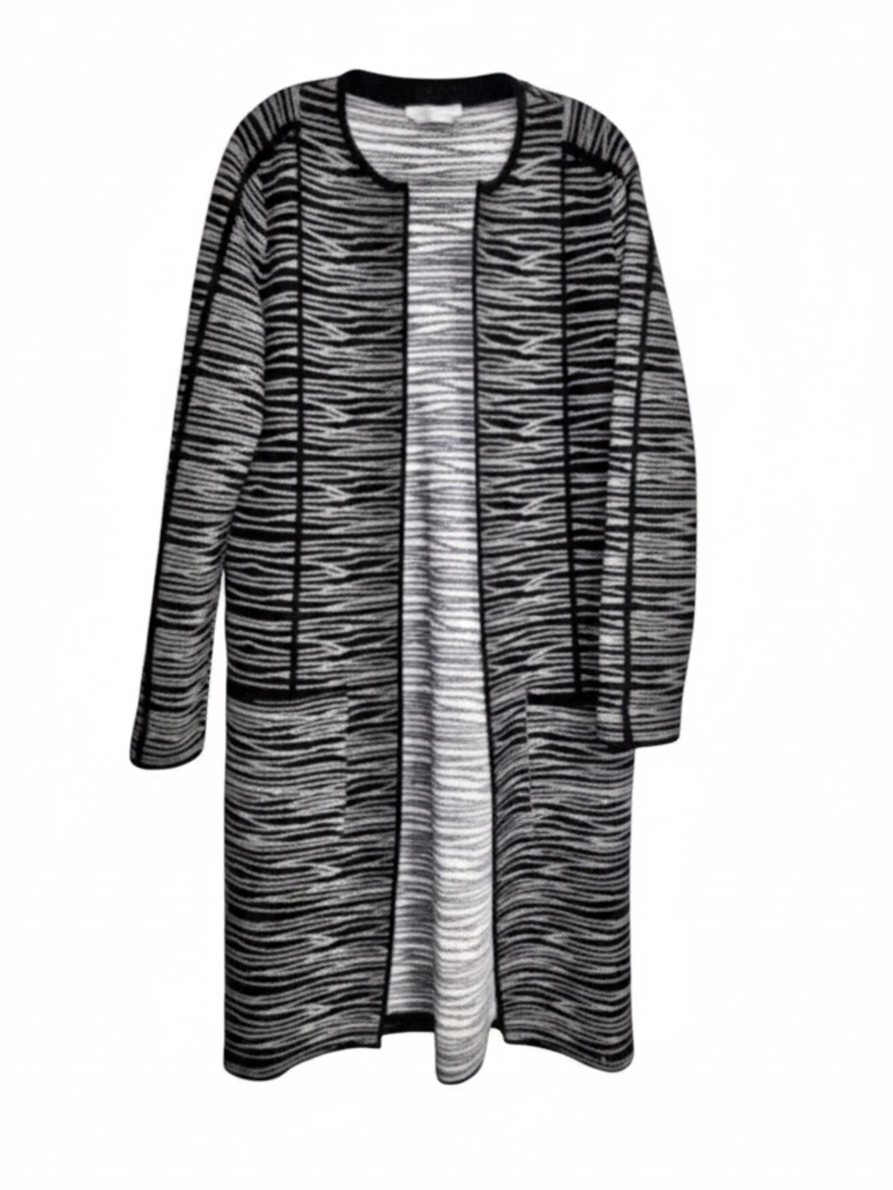 BOSS Hugo Boss “Faslina” Black & Ivory Knit Duster | Made in Italy | Size S